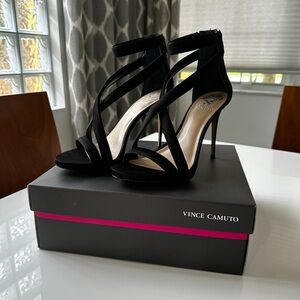Vince Camuto Black Satin Stiletto Heels